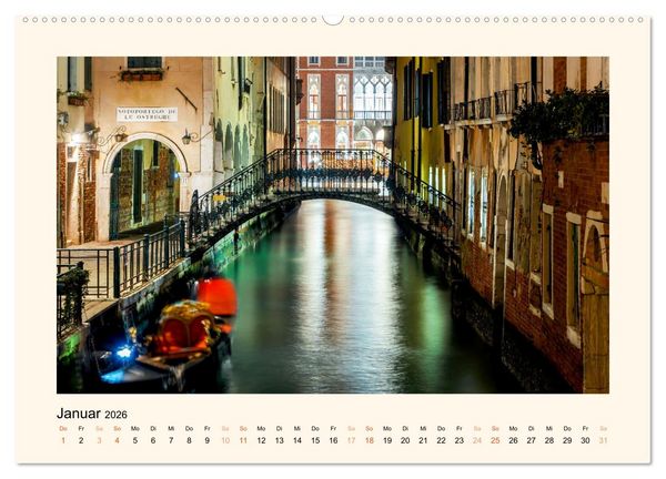 Produktbild: Venedig - Magie bei Nacht (hochwertiger Premium Wandkalender 2026 DIN A2 quer), Kunstdruck in Hochglanz