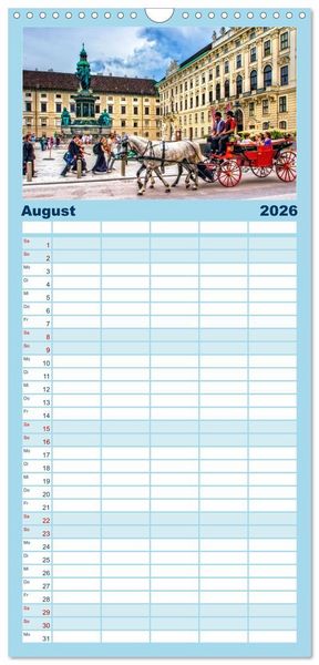 Produktbild: Familienplaner 2026 - Die 12 meistbesuchten St&auml;dte in Europa mit 5 Spalten (Wandkalender, 21 x 45 cm) CALVENDO