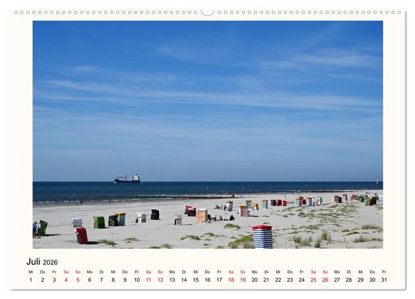 Produktbild: Borkum - Ruhig inmitten der Wogen (hochwertiger Premium Wandkalender 2026 DIN A2 quer), Kunstdruck in Hochglanz