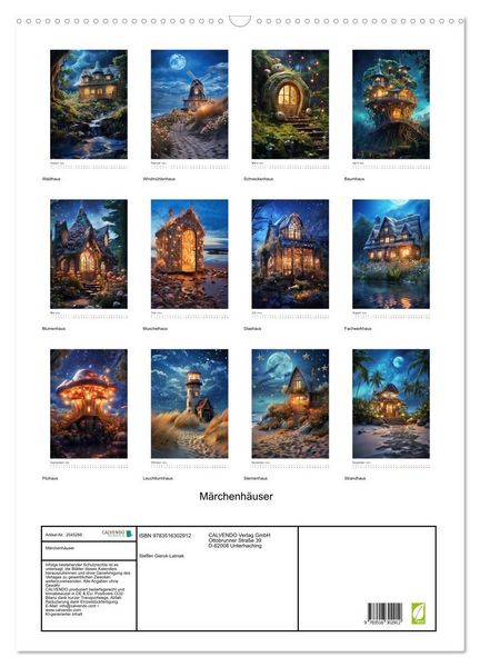 Produktbild: M&auml;rchenh&auml;user (Wandkalender 2026 DIN A2 hoch), CALVENDO Monatskalender