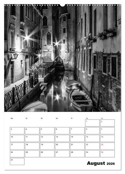 Produktbild: MONOCHROMES VENEDIG Klassische Momente (Wandkalender 2026 DIN A2 hoch), CALVENDO Monatskalender