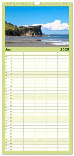 Produktbild: Familienplaner 2026 - Neuseeland - Die sch&ouml;nsten Orte am anderen Ende der Welt mit 5 Spalten (Wandkalender, 21 x 45 cm) CALVENDO
