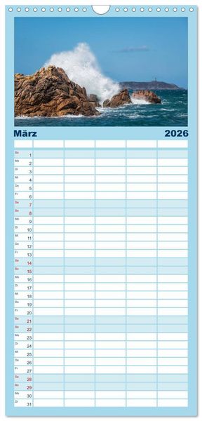 Produktbild: Familienplaner 2026 - Unterwegs in der Bretagne mit 5 Spalten (Wandkalender, 21 x 45 cm) CALVENDO