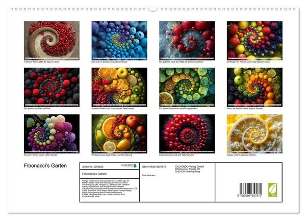 Produktbild: Fibonacci&rsquo;s Garten (hochwertiger Premium Wandkalender 2026 DIN A2 quer), Kunstdruck in Hochglanz
