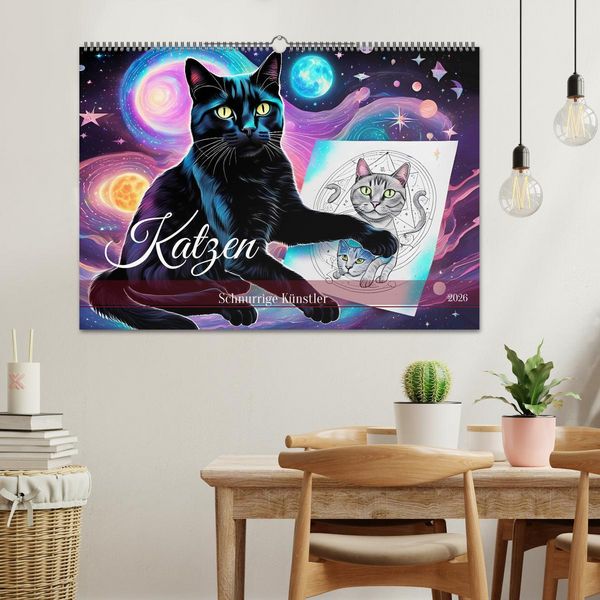 Produktbild: Katzen Schnurrige K&uuml;nstler (Wandkalender 2026 DIN A2 quer), CALVENDO Monatskalender