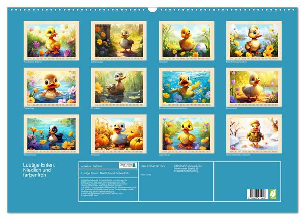 Produktbild: Lustige Enten. Niedlich und farbenfroh (Wandkalender 2026 DIN A2 quer), CALVENDO Monatskalender