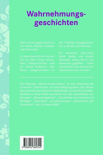 Produktbild: Wahrnehmungsgeschichten. Ged&auml;chtnistraining und Besch&auml;ftigungen f&uuml;r Senioren. Auch mit Demenz. Ratgeber