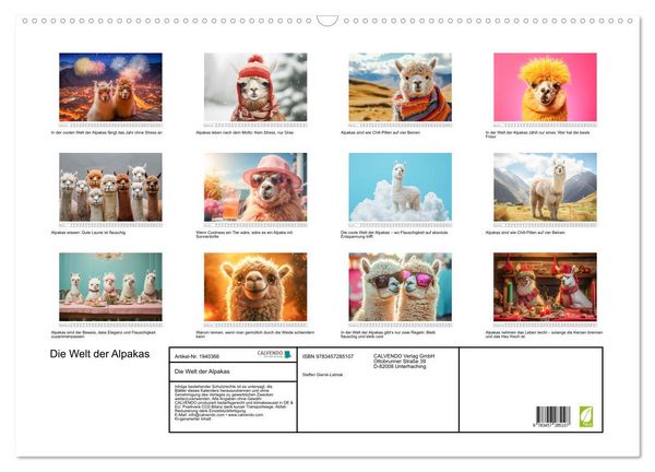 Produktbild: Die Welt der Alpakas (Wandkalender 2026 DIN A2 quer), CALVENDO Monatskalender