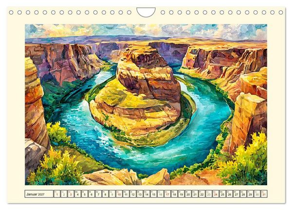 Produktbild: USA Impressionen. Zwischen Metropolen und Nationalparks (Wandkalender 2027 DIN A4 quer), CALVENDO Monatskalender