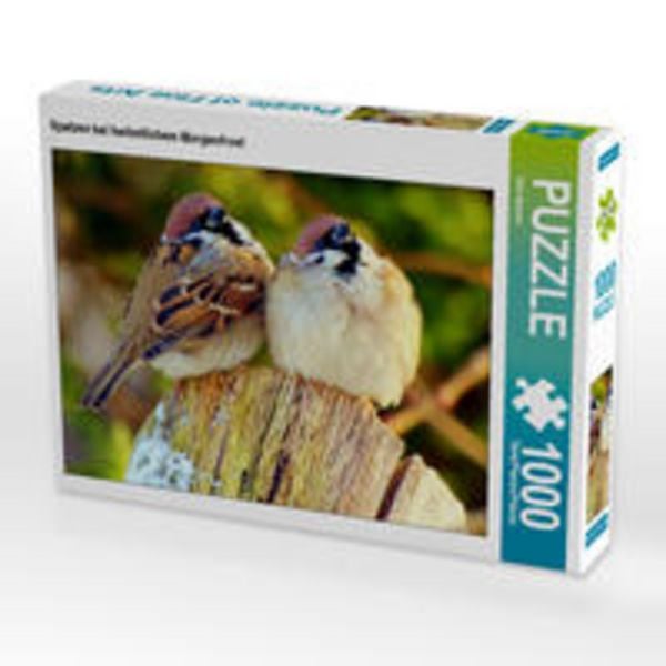 CALVENDO Puzzle Spatzen bei herbstlichem Morgenfrost 1000 Teile Lege-Größe 64 x 48 cm Foto-Puzzle Bild von Dirk Stamm
