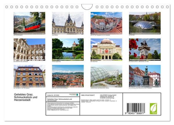 Produktbild: Geliebtes Graz. Schmuckst&uuml;ck und Herzensstadt (Wandkalender 2026 DIN A4 quer), CALVENDO Monatskalender