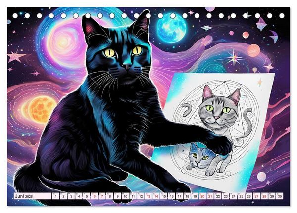 Produktbild: Katzen Schnurrige K&uuml;nstler (Tischkalender 2026 DIN A5 quer), CALVENDO Monatskalender