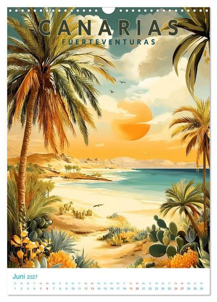Produktbild: Kanarische Inseln - Old School Poster Style (Wandkalender 2027 DIN A3 hoch), CALVENDO Monatskalender