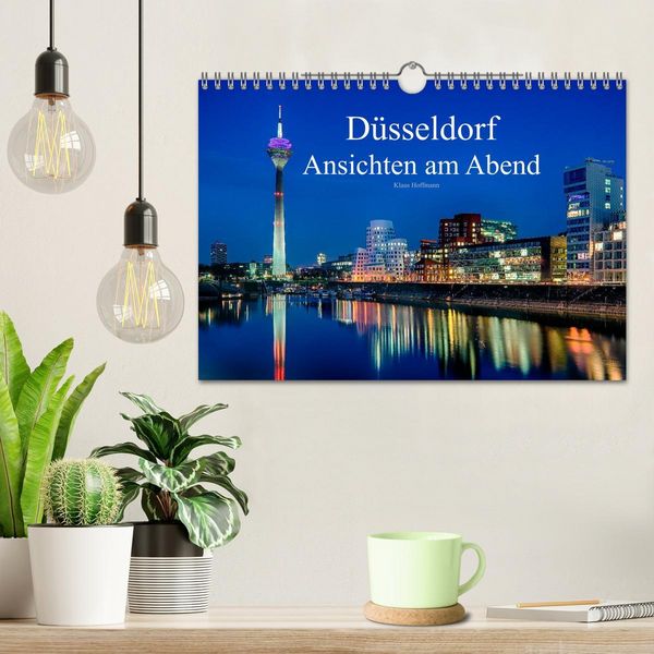 Produktbild: D&uuml;sseldorf - Ansichten am Abend (Wandkalender 2026 DIN A4 quer), CALVENDO Monatskalender