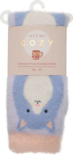 Produktbild: COZY Couch-Flauschsocken"Cozy Cat", blau, Gr&ouml;&szlig;e 36-41