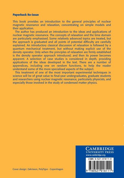 Produktbild: Nuclear Magnetic Resonance and Relaxation