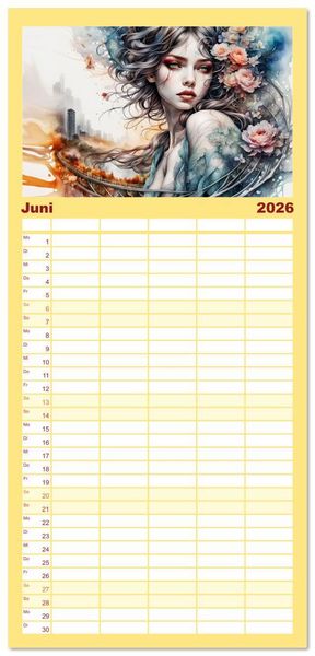 Produktbild: Familienplaner 2026 - Wilde Ladys mit 5 Spalten (Wandkalender, 21 x 45 cm) CALVENDO