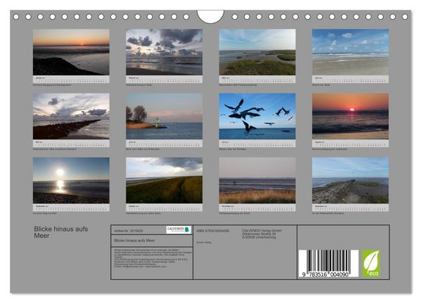 Produktbild: Blicke hinaus aufs Meer (Wandkalender 2026 DIN A4 quer), CALVENDO Monatskalender
