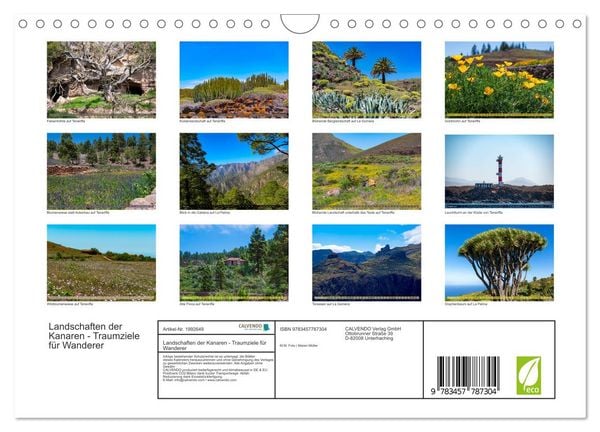 Produktbild: Landschaften der Kanaren - Traumziele f&uuml;r Wanderer (Wandkalender 2026 DIN A4 quer), CALVENDO Monatskalender