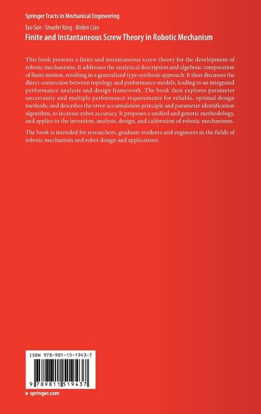 Produktbild: Finite and Instantaneous Screw Theory in Robotic Mechanism
