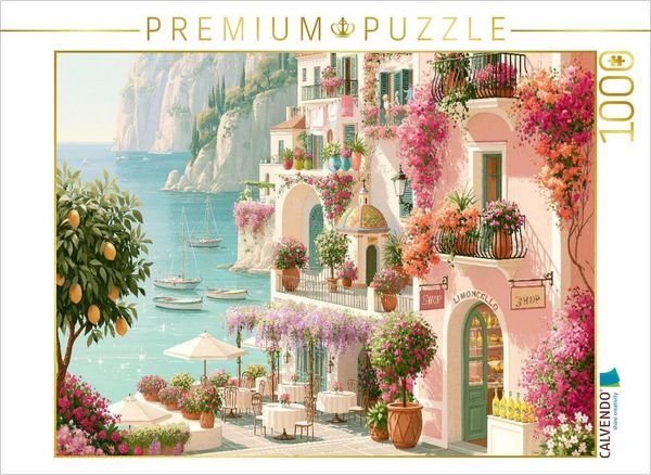 CALVENDO Puzzle Bella Europa - Amalfiküste in voller Blüte | 1000 Teile Lege-Größe 64x48cm Foto-Puzzle für glückliche Stunden