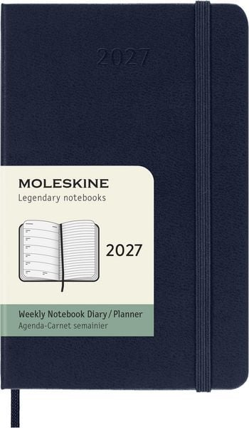 Produktbild: Moleskine 12 Monate Wochen Notizkalender 2027, Pocket/A6, 1 Wo = 1 Seite, rechts linierte Seite, Fester Einband, Saphir