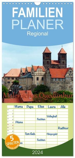 Produktbild: Familienplaner 2026 - Malerisches Quedlinburg mit 5 Spalten (Wandkalender, 21 x 45 cm) CALVENDO