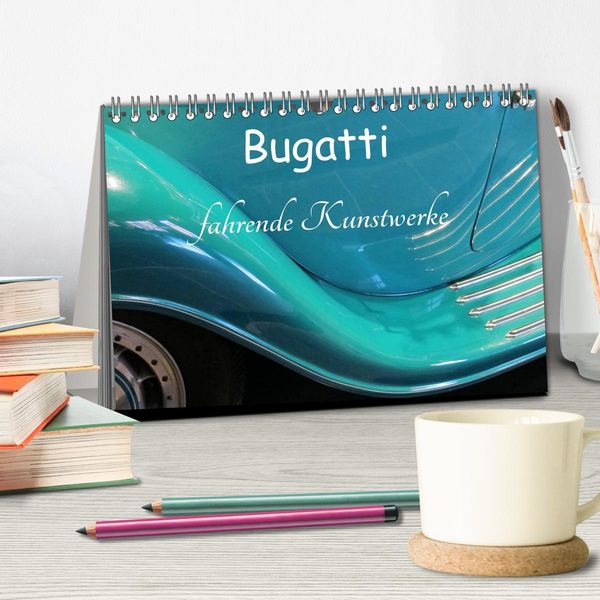 Produktbild: Bugatti - fahrende Kunstwerke (Tischkalender 2026 DIN A5 quer), CALVENDO Monatskalender