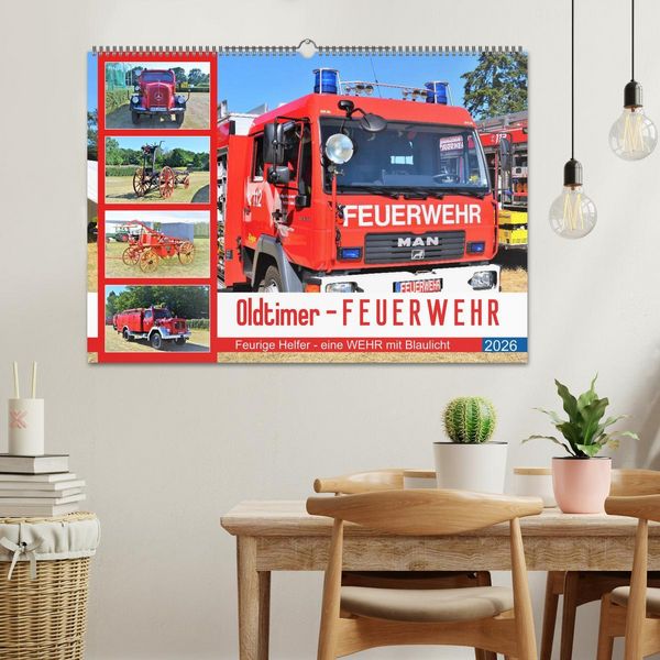 Produktbild: Oldtimer-FEUERWEHR (Wandkalender 2026 DIN A2 quer), CALVENDO Monatskalender