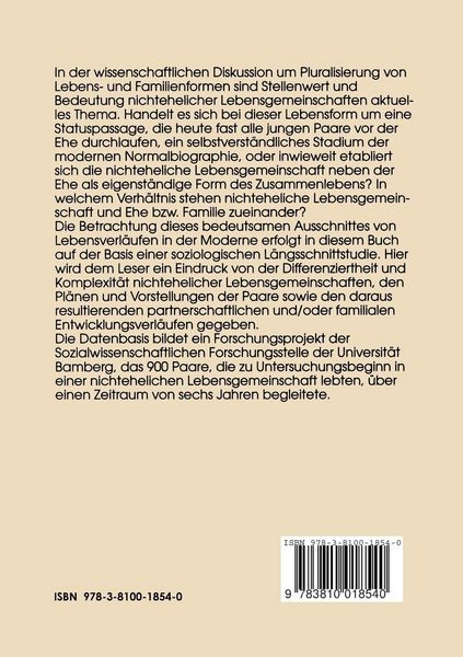Produktbild: Lebensverl&auml;ufe in der Moderne 1 Nichteheliche Lebensgemeinschaften