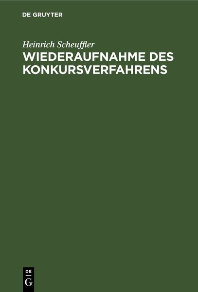 Produktbild: Wiederaufnahme des Konkursverfahrens