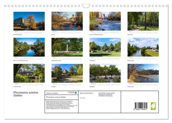 Produktbild: Pforzheims sch&ouml;ne Stellen (Wandkalender 2026 DIN A3 quer), CALVENDO Monatskalender