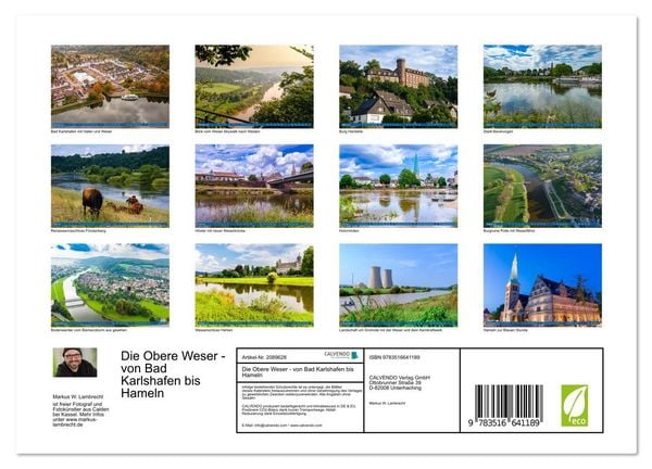 Produktbild: Die Obere Weser - von Bad Karlshafen bis Hameln (Wandkalender 2026 DIN A4 quer), CALVENDO Monatskalender