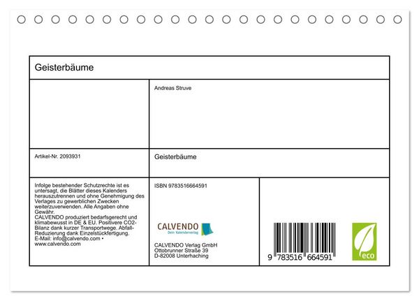 Produktbild: Geisterb&auml;ume (Tischkalender 2026 DIN A5 quer), CALVENDO Monatskalender
