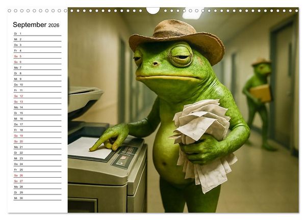 Produktbild: Frosch bei der Arbeit- Dienst nach Vorschrift (Wandkalender 2026 DIN A3 quer), CALVENDO Monatskalender