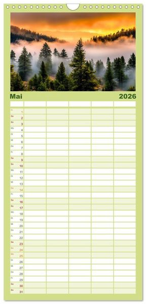 Produktbild: Familienplaner 2026 - Mystik der W&auml;lder mit 5 Spalten (Wandkalender, 21 x 45 cm) CALVENDO