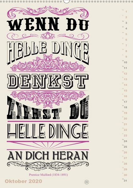 Produktbild: Die sch&ouml;nsten Lebensweisheiten Typo - Kalender (Premium, hochwertiger DIN A2 Wandkalender 2020, Kunstdruck in Hochglanz)