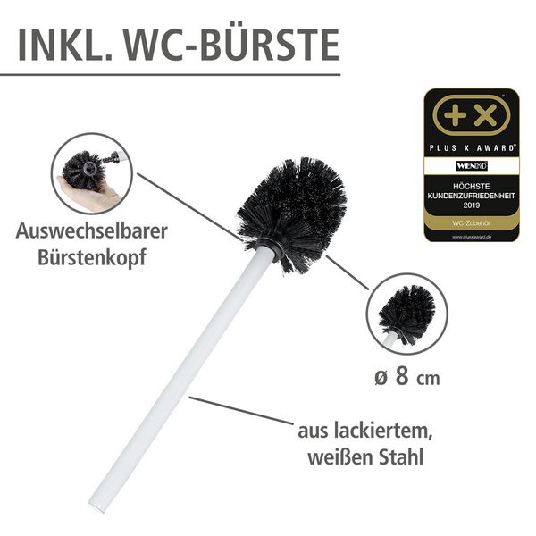 Produktbild: Stand WC-Garnitur Mod. Rivalta Wei&szlig;, integrierter Toilettenpapierhalter und WC-B&uuml;rstenhalter