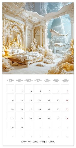 Produktbild: Animals in unreal rooms - Dreamlike Illusions (Wall Calendar 2026 12 &times; 12 Inch) CALVENDO 12 Month Wall Calendar
