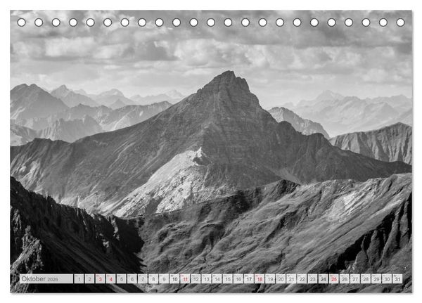 Produktbild: Bergpixels Schwarz-Wei&szlig;e Gebirgstr&auml;ume (Tischkalender 2026 DIN A5 quer), CALVENDO Monatskalender