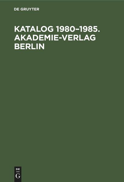 Produktbild: Katalog 1980-1985. Akademie-Verlag Berlin