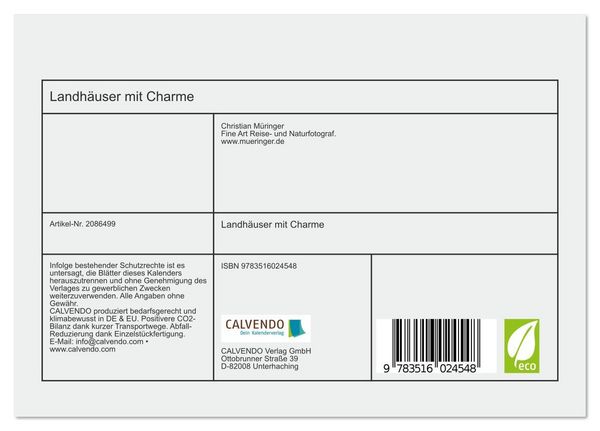 Produktbild: Landh&auml;user mit Charme (Tischkalender 2026 DIN A5 quer), CALVENDO Monatskalender