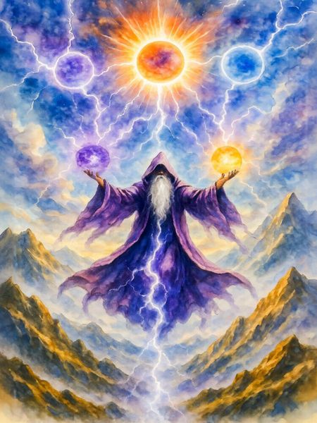 Produktbild: CALVENDO Puzzle Keltischer Druide ruft kosmische Magiekr&auml;fte | 1000 Teile Lege-Gr&ouml;&szlig;e 64x48cm Foto-Puzzle f&uuml;r gl&uuml;ckliche Stunden