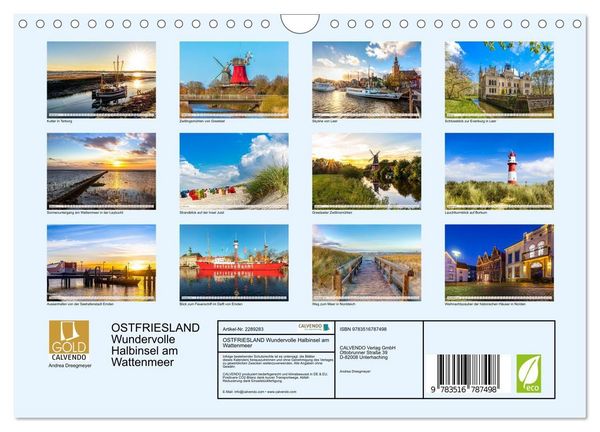 Produktbild: OSTFRIESLAND Wundervolle Halbinsel am Wattenmeer (Wandkalender 2027 DIN A4 quer), CALVENDO Monatskalender