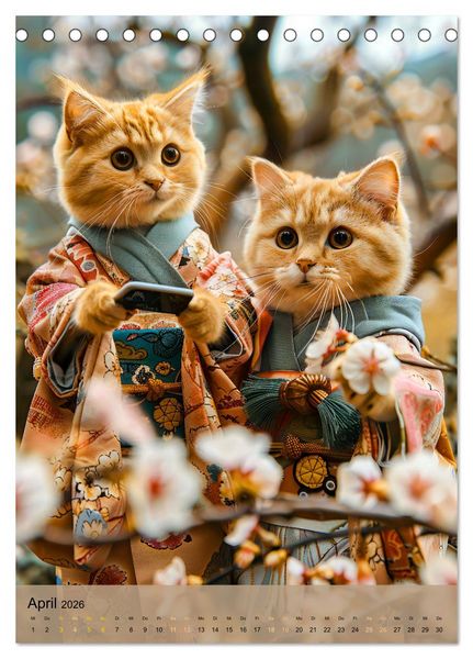 Produktbild: Katzen auf Abenteuerreise - Globetrotter-Katzen entdecke ferne Kulturen (Tischkalender 2026 DIN A5 hoch), CALVENDO Monatskalender