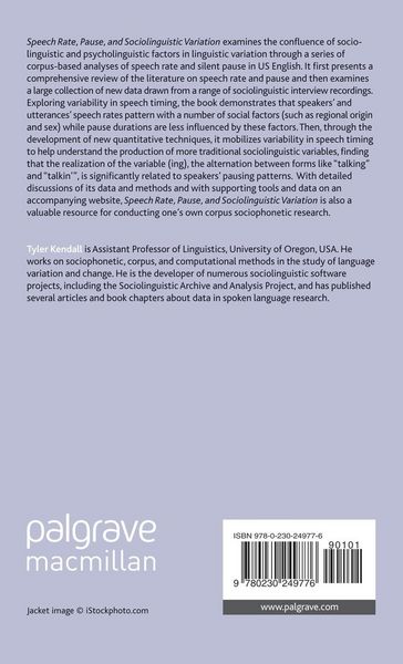 Produktbild: Speech Rate, Pause and Sociolinguistic Variation