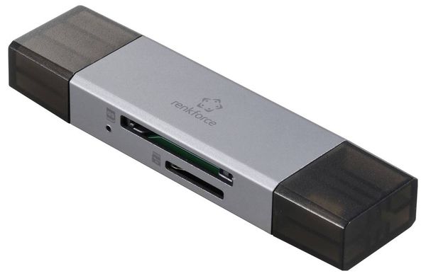 Produktbild: Renkforce RF-PCR-400 Externer Speicherkartenleser USB-A, USB-C&reg; microSD, SD Space Grau