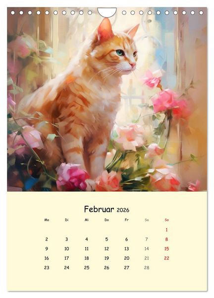 Produktbild: Liebliche Katzen. Anmut und W&uuml;rde mit Blumen (Wandkalender 2026 DIN A4 hoch), CALVENDO Monatskalender