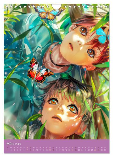 Produktbild: Manga Kinder - Unersch&uuml;tterliche Tierliebe (Wandkalender 2026 DIN A4 hoch), CALVENDO Monatskalender