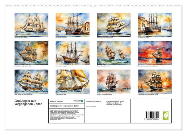Produktbild: Gro&szlig;segler aus vergangenen Zeiten (hochwertiger Premium Wandkalender 2026 DIN A2 quer), Kunstdruck in Hochglanz